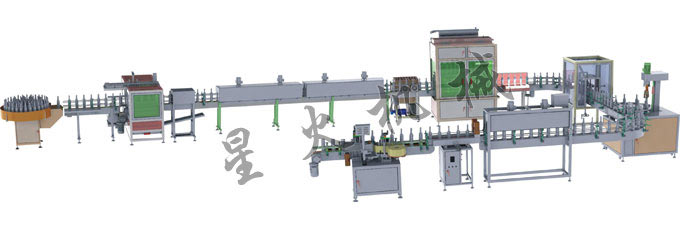 送瓶洗瓶烘幹8頭灌裝封口貼標生產線
